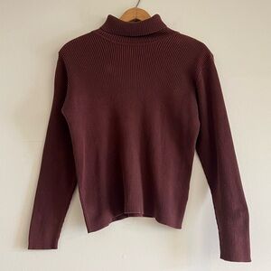 Vintage brown ribbed turtle neck sweater top, Talbots, size L